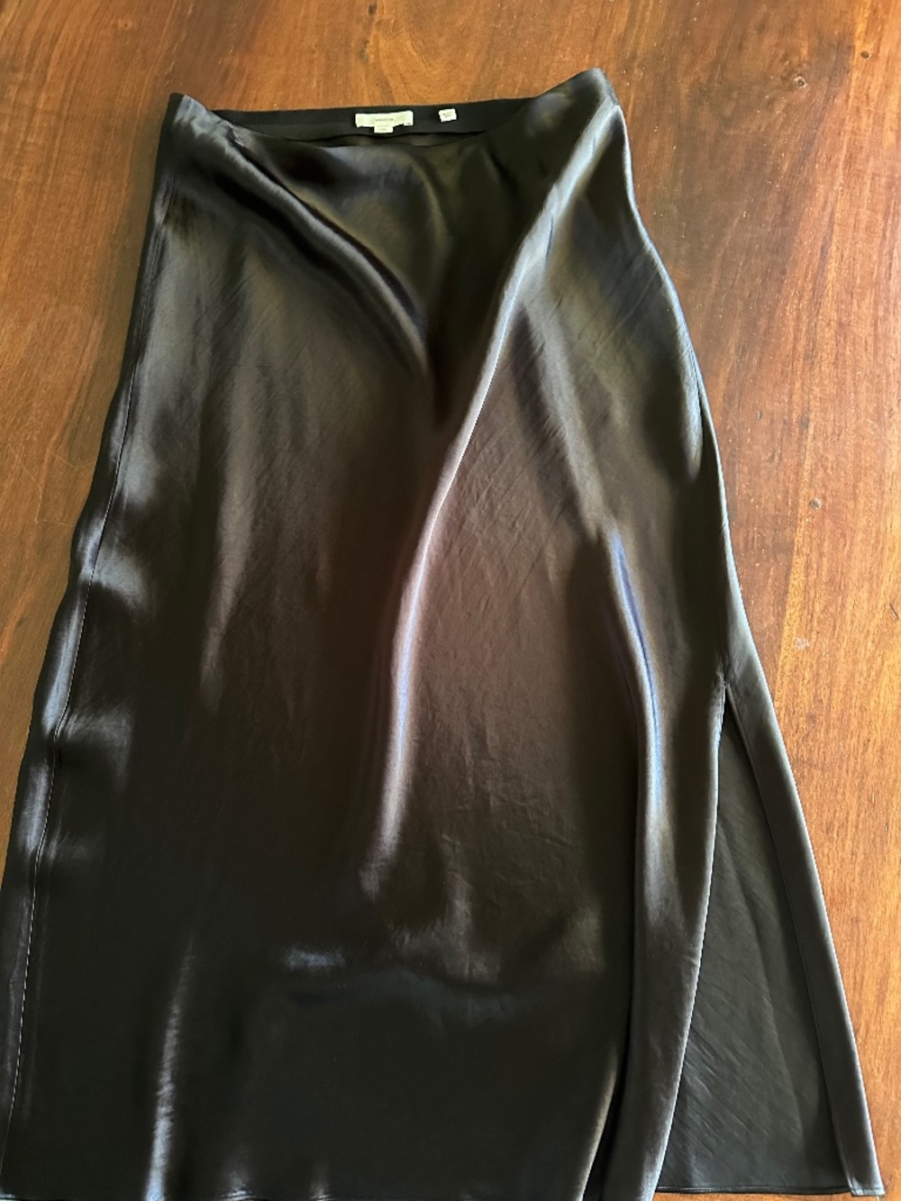 Vince Midi Side Slit Satin skirt